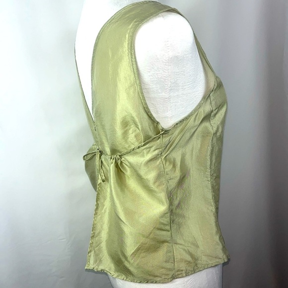 Emporio Armani scoop neck sleeveless silk blouse waist cinch panels Sz S - Picture 4 of 13